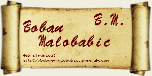 Boban Malobabić vizit kartica